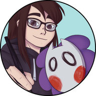 An icon that features a self portrait of the artist with one of her characters